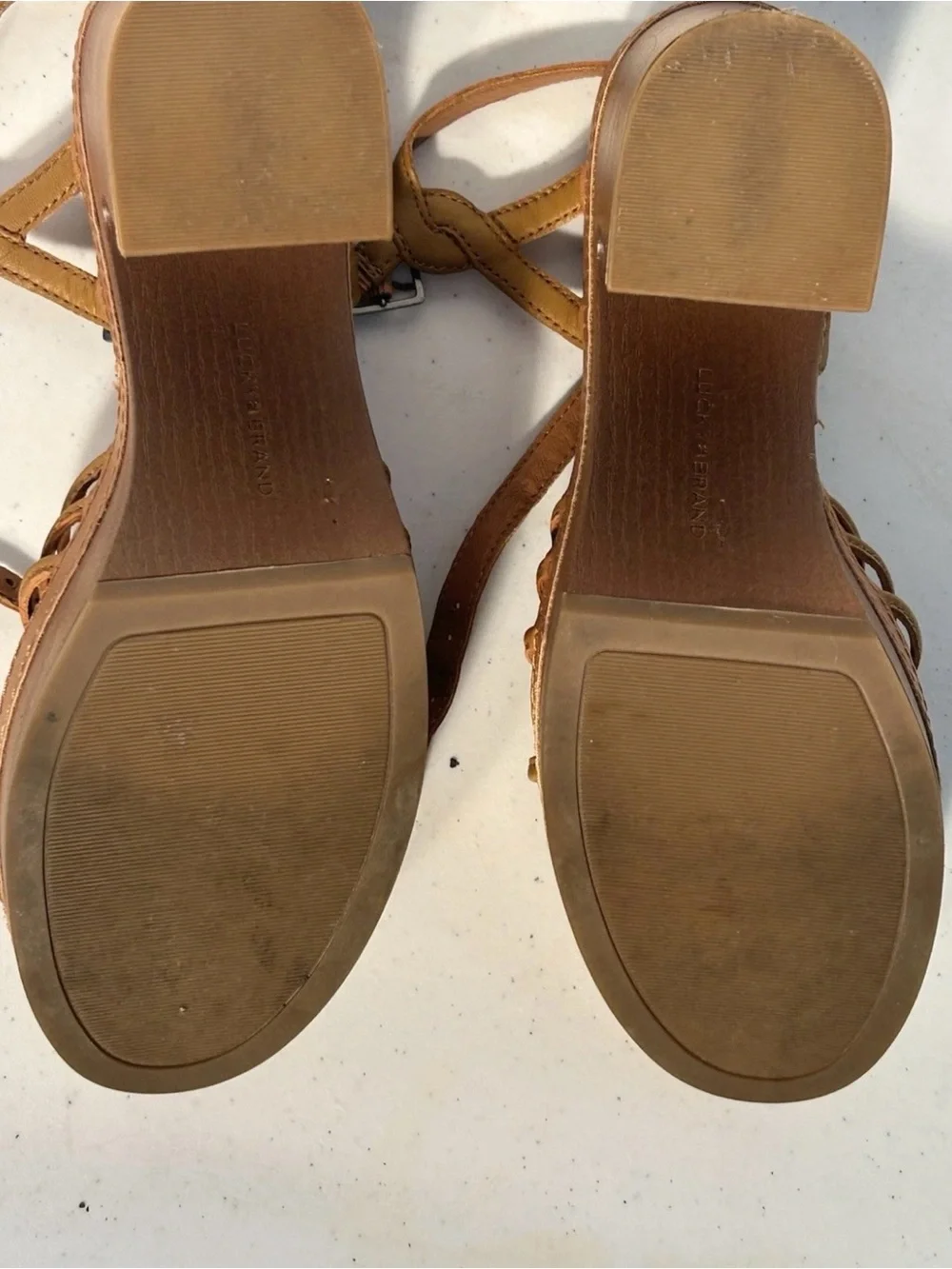 Lucky Brand Tan Strappy Platform Sandals